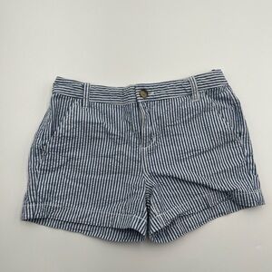 Old Navy Girls Blue Seersucker Chino Shorts Size 14 Adjustable Waist
